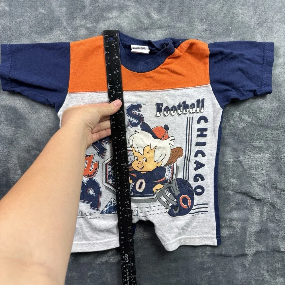 VTG Flintstones Baby Outfit Sz 9M Chicago Bears NFL Football '94 Romper USA Made